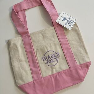 Trader Joe’s Mini Pastel Canvas Tote Bag Pink
